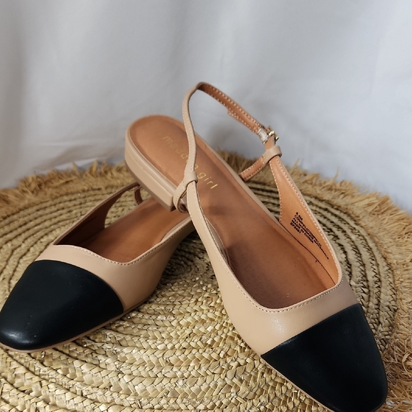 Steve Madden Black Cap Toe Camel Color Size 8.5 Slingbacks - Picture 1 of 1